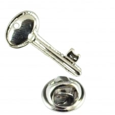 Rhodium Plated Key Lapel Pin Badge