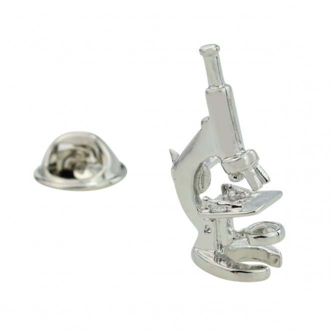 Rhodium Plated Microscope Lapel Pin Badge