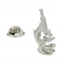 Rhodium Plated Microscope Lapel Pin Badge