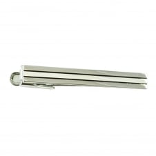 Rhodium Tri-Striped Tie Bar