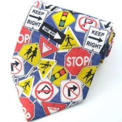 Road Signs Silk Novelty Tie