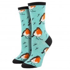 Robin Bird Blue Luxury Ladies Socks