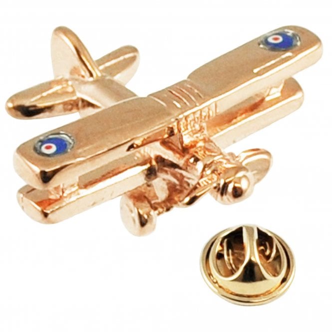 Rose Gold Bi Plane Lapel Pin Badge