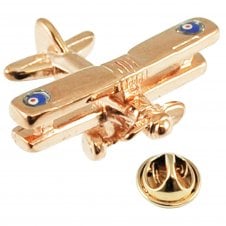 Rose Gold Bi Plane Lapel Pin Badge