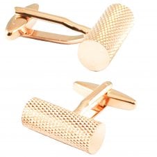 Rose Gold Diamond Cut Cylinder Cufflinks