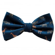Royal Blue African Safari Animals Silk Novelty Men's Bow Tie