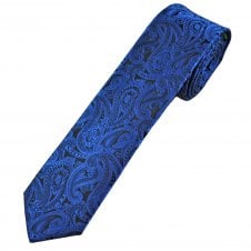 Royal Blue & Black Paisley Pattern Boys Tie