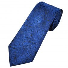 Royal Blue & Black Paisley Pattern Men's Tie