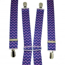 Royal Blue, Light Blue & Pink Zig Zag Patterned Men's Trouser Braces