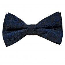 Royal Blue, Navy & Black Paisley Pattern Men's Bow Tie