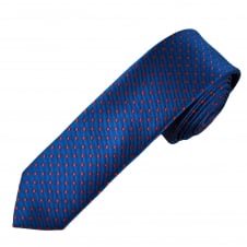 Royal Blue & Red Polka Dot Boys Skinny Tie