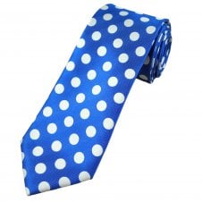 Royal Blue & Silver White Polka Dot Men's Tie