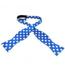 Royal Blue & Silver White Polka Dot Self Tie Bow Tie