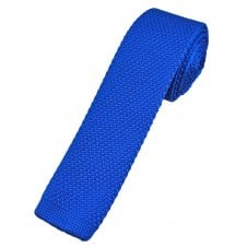Royal Blue Textured Men's Skinny Knitted Tie