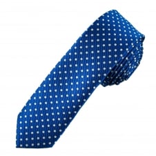Royal Blue & White Polka Dot Boys Skinny Tie