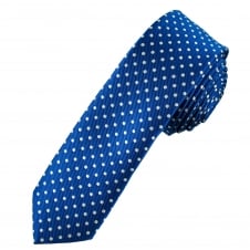 Royal Blue & White Polka Dot Men's Skinny Tie