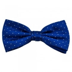 Royal Blue & White Polka Dot Silk Bow Tie