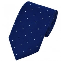 Royal Blue & White Silk Polka Dot Tie