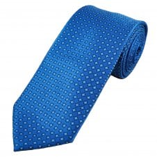 Royal Blue & White Squares & Dot Patterned Men's Tie