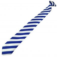 Royal Blue & White Striped Boys Clip On Tie