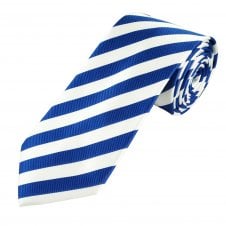 Royal Blue & White Striped Men's Tie