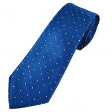 Royal Blue, White & Turquoise Polka Dot Men's Extra Long Tie