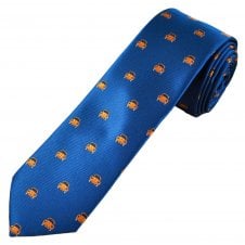 Royal Blue with Orange Cars Luxury Men's Skinny Tie