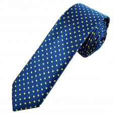 Royal Blue & Yellow Polka Dot Men's Skinny Tie