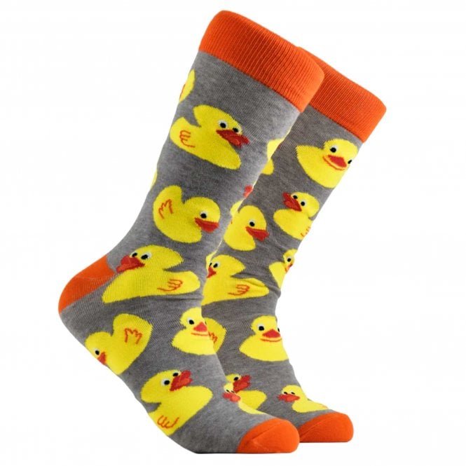 Rubber Duckies Grey Combed Cotton Rich Socks
