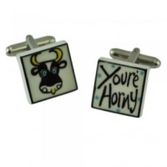 Rude Gift - You're Horny Black Bull Men's Cufflinks
