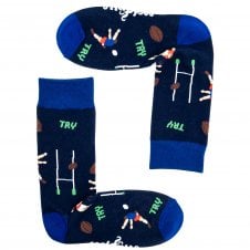 Rugby Navy Blue Combed Cotton Rich Socks