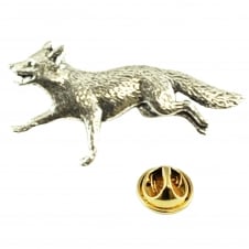 Running Fox English Pewter Lapel Pin Badge
