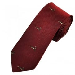 Running Hares Maroon Luxury Silk Narrow Country Tie