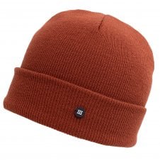 Rust Orange Fine Knitted Beanie Hat with Rubber Tresanti Logo