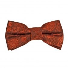 Rust Orange Floral Pattern Boys Bow Tie