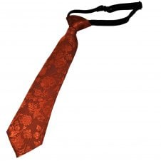 Rust Orange Floral Pattern Boys Tie - 6 Months to 4 Years
