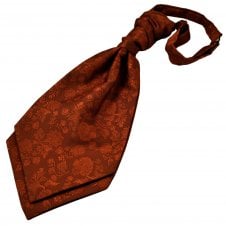 Rust Orange Floral Pattern Men's Scrunchie Ruche Wedding Cravat