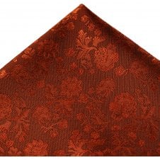Rust Orange Floral Pattern Pocket Square Handkerchief