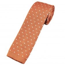 Rust Orange & Ivory V Pattern Men's Knitted Tie