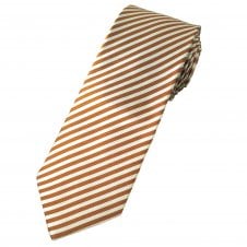Rust Orange & Silver White Stripe Luxury Silk Men's Tie