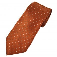 Rust Orange & White Polka Dot Men's Tie 