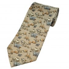 Safari Wild Animals Beige Silk Men's Novelty Tie