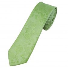 Sage Green Floral Pattern Men's Skinny Tie