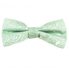 Sage Green Paisley Pattern Men's Bow Tie