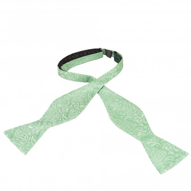 Sage Green Paisley Pattern Men's Self Tie Bow Tie