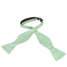 Sage Green Paisley Pattern Men's Self Tie Bow Tie
