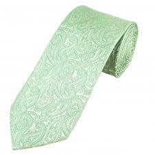 Sage Green Paisley Pattern Men's Tie