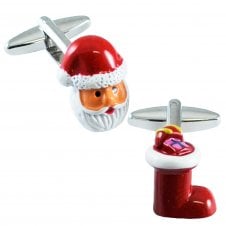 Santa Claus Head & Boot Luxury Christmas Cufflinks
