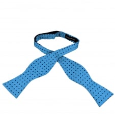 Sapphire Blue & Black Polka Dot Self-Tie Silk Bow Tie