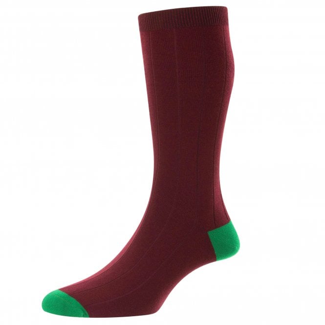 Scott-Nichol Pantherella "Burford" Burgundy & Green Men's Socks Size 6-11